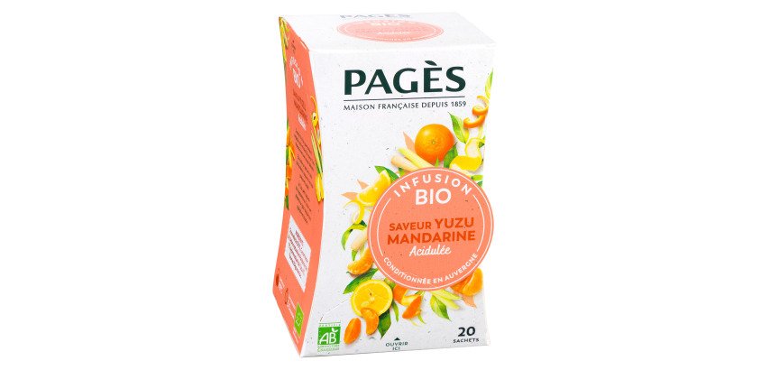 Infusion Organic Pagès yuzu mandarin - Box of 20 sachets