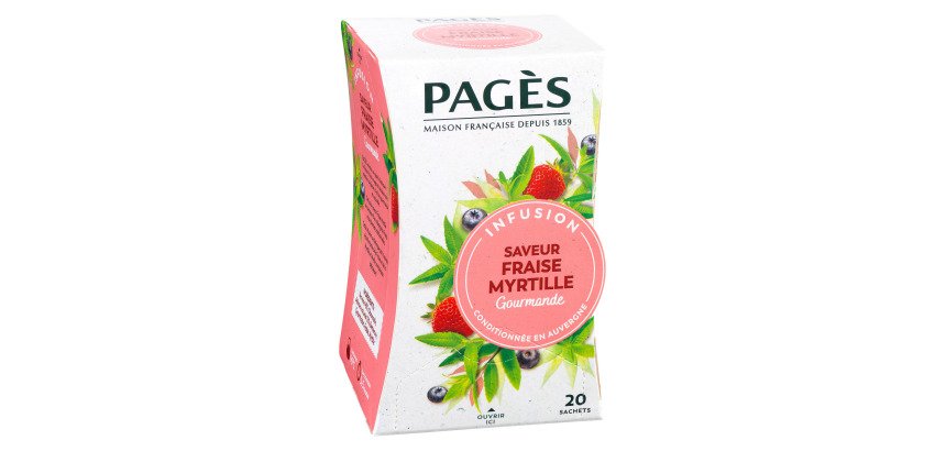 Infusion fraise myrtille Pagès - Boîte de 20 sachets