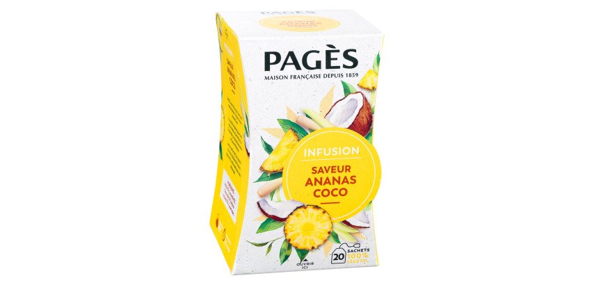 Infusie Ananas Kokos Bio Pagès - Schachtel mit 20 Beuteln