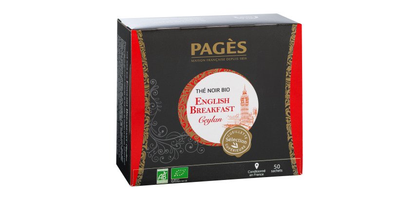 Thé noir English Breakfast Bio Pagès - Boîte de 50 sachets