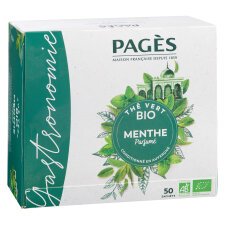 Thé vert menthe Bio Pagès - Boîte de 50 sachets