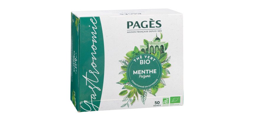 Thé vert menthe Bio Pagès - Boîte de 50 sachets