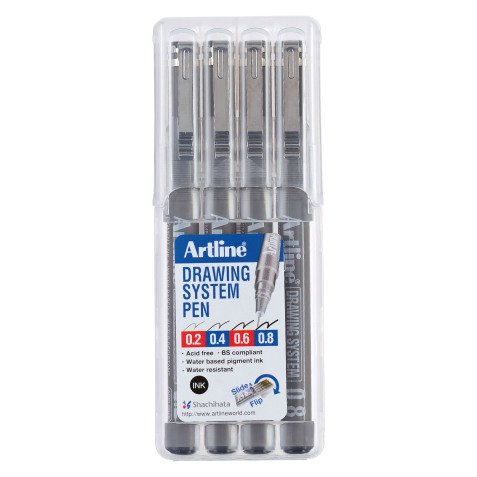 Fineliner Artline - set avec 0,2-0,4-0,6 et 0,8mm noir