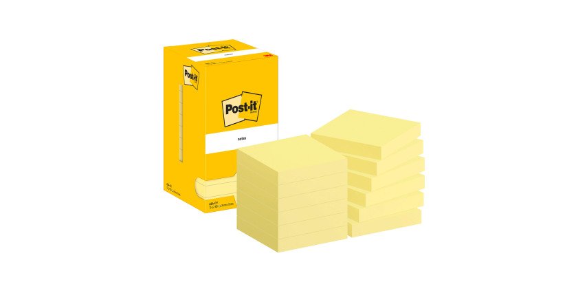 Post-it Sticky Notes 76 x 76 mm Canary Yellow 12 Pads of 100 Sheets