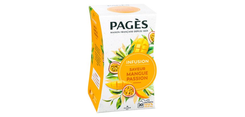 Infusion mangue, passion Pagès - Boîte de 20 sachets