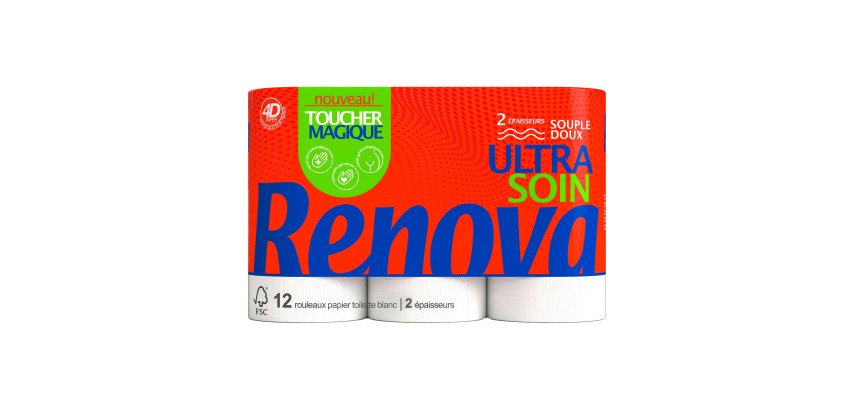 Toilet paper double thickness Ultra Care Renova - 48 rolls of 140 sheets