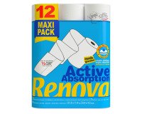 Papel de cocina Absorción Activa 1/2 hoja Renova - Paquete de 12 rollos