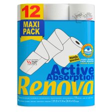 Essuie-tout Active Absorption 1/2 feuille Renova - Paquet de 12 rouleaux