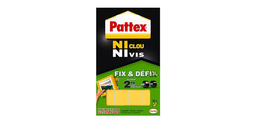 Pastille adhésive blanche Pattex 2 kg - Etui de 10