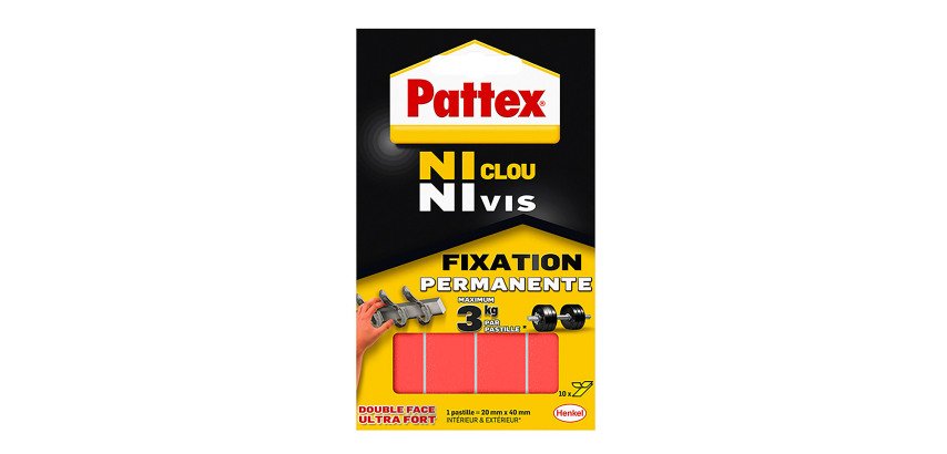 Pastille adhésive blanche Pattex 3 Kg - Etui de 10