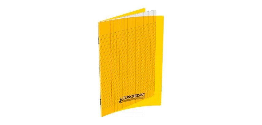 Cahier piqûre 24x32cm 48 pages 90g grands carreaux Seyès. Couverture polypropylène Jaune