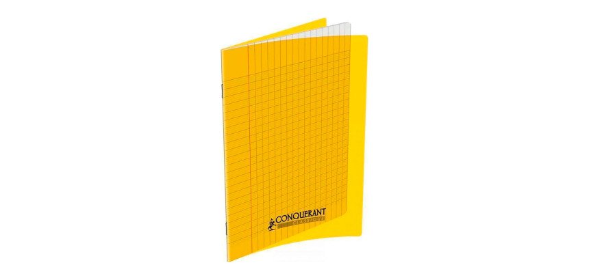 Cahier piqûre 24x32cm 48 pages 90g grands carreaux Seyès. Couverture polypropylène Jaune