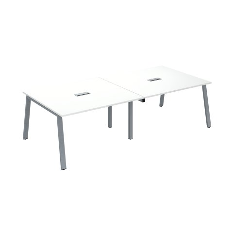 Extensión blanca para mesa de reunión modulable Ecla An 140 x Fon 126 cm patas metal aluminio