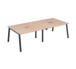 Extension table de réunion chêne clair L 140 x P 126 cm - piétement métal - Arch