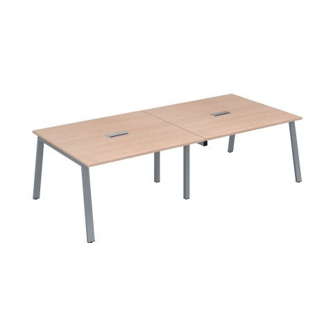 Extensión roble claro para mesa de reunión modulable Ecla An 140 x Fon 126 cm patas metal aluminio