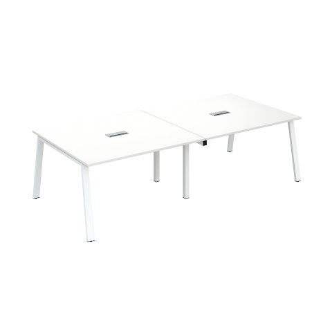 Extensión blanca para mesa de reunión modulable Ecla An 140 x Fon 126 cm patas metal blancas
