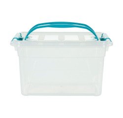 Opbergbox WHITEFURZE 13 L transparant met handvaten en blauwe clips