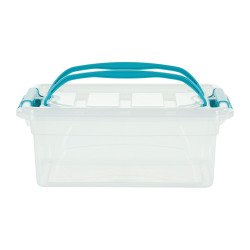 Opbergbox WHITEFURZE 5 L transparant met handvaten en blauwe clips