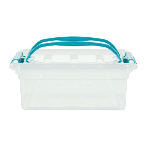 Opbergbox WHITEFURZE 5 L transparant met handvaten en blauwe clips