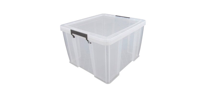 Caja de almacenamiento apilable de plástico WHITEFURZE Allstore de 48 L