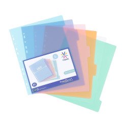 Intercalaires A4+ polypropylène coloré Propysoft Viquel 6 onglets neutres - 1 jeu