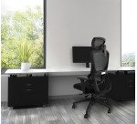 Sedia direzionale Groove in colore nero con supporto lombare universale