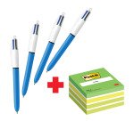 Confezione speciale 4 Penne BIC 4 colori Original e 1 cubo 76x76 mm Verde Pastel Post it