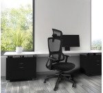 Sedia direzionale Groove in colore nero con supporto lombare universale