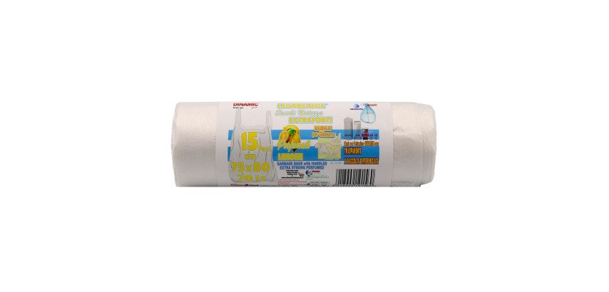 Sacchetti per rifiuti – profumati e con lacci - 75 x 80 cm - 70 lt - trasparente - 15 unità