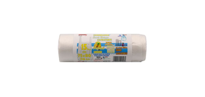 Sacchetti per rifiuti – profumati e con lacci - 75 x 80 cm - 70 lt - trasparente - 15 unità