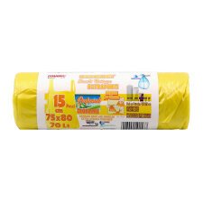 Sacchetti per rifiuti – profumati e con lacci - 75 x 80 cm - 70 lt - giallo trasparente - 15 unità