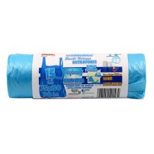 Sacchetti per rifiuti – profumati e con lacci - 75 x 80 cm - 70 lt - Azzurro trasparente - 15 unità