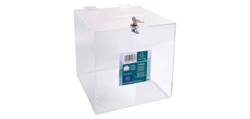 Urna con lucchetto 25x25x25 - trasparente