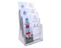 Porta depliant Exacryl 3 scomparti A4 verticale - trasparenete