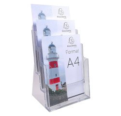Porta depliant Exacryl 3 scomparti A4 verticale - trasparenete