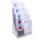 Porta depliant Exacryl 3 scomparti A4 verticale - trasparenete