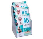 Porta depliant Exacryl 3 scomparti A5 verticale - trasparente