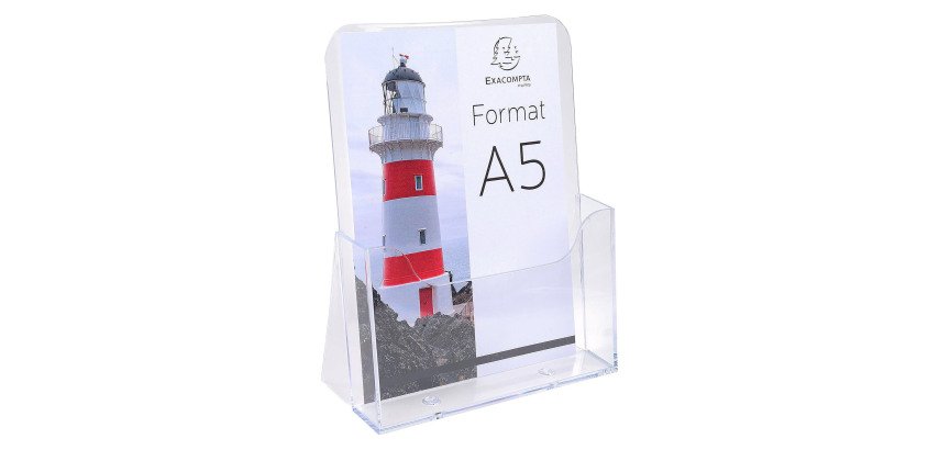 Porta depliant Exacryl 1 scomparto A5 verticale - trasparente