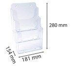 Porta depliant Exacryl 3 scomparti A5 verticale - trasparente