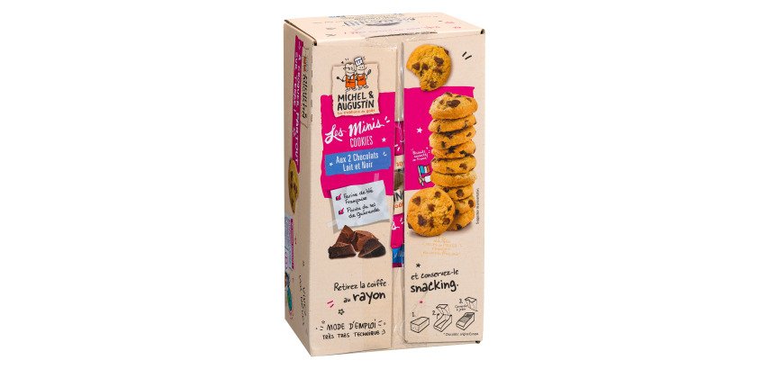 Minis koekjes met 2 soorten chocolade van Michel en Augustin - Doos van 11 zakjes van 5