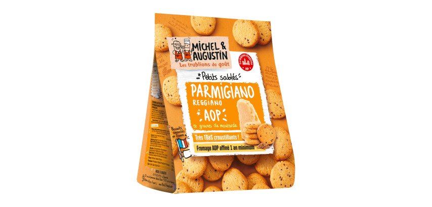 Sablés apéritifs au Parmigiano Reggiano AOP et aux graines de moutarde Michel et Augustin - Sachet de 100 g