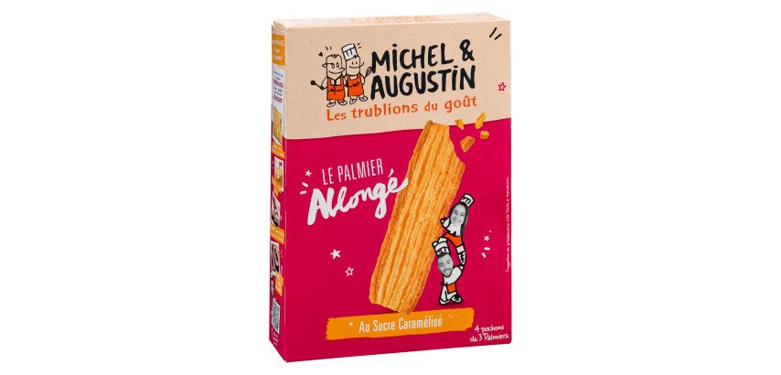 Palmier allongé pur beurre au sucre caramélisé Michel et Augustin - Paquet de 120 g