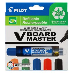 Marker wiederaufladbar Pilot V-Board Master Begreen Spitze 6 mm - Packung mit 5 verschiedenen Farben