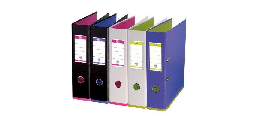Classeur à levier plastifié Oxford My Colour A4 maxi - Dos 8 cm - Coloris assortis