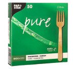 Fourchette Fingerfood en bambou naturel - Lot de 50