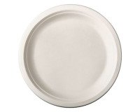 Plate in sugar cane Ø 23 cm, white - Pack of 50
