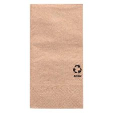 Serviette de table en papier recyclé, pliage 1/8, 3 plis, 33 x 33 cm, naturel - Paquet de 100