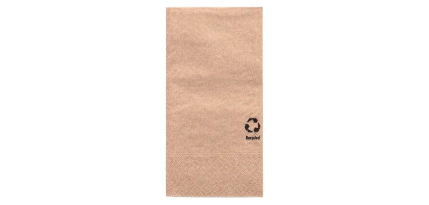 Serviette de table en papier recyclé, pliage 1/8, 3 plis, 33 x 33 cm, naturel - Paquet de 100