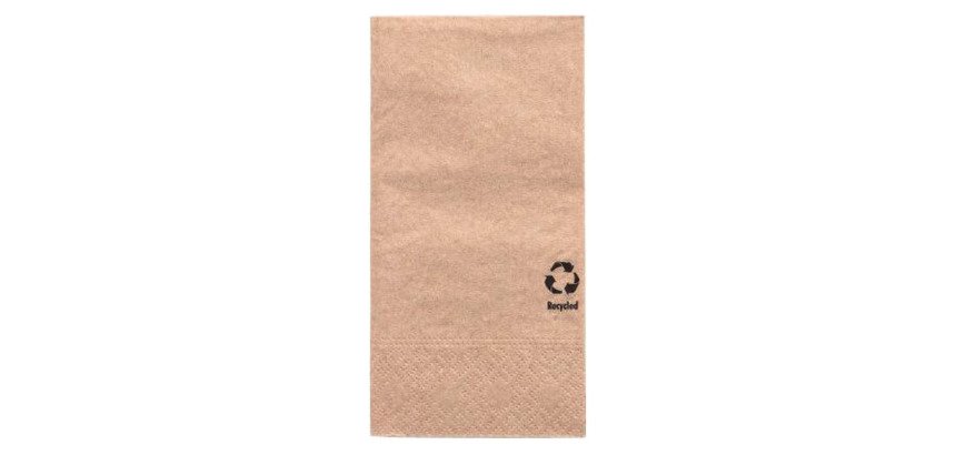 Serviette de table en papier recyclé, pliage 1/8, 3 plis, 33 x 33 cm, naturel - Paquet de 100