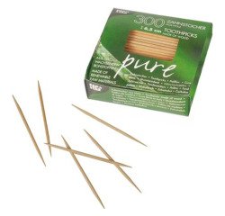 Tandenstoker 'Pure', hout, rond, lengte: 65 mm
